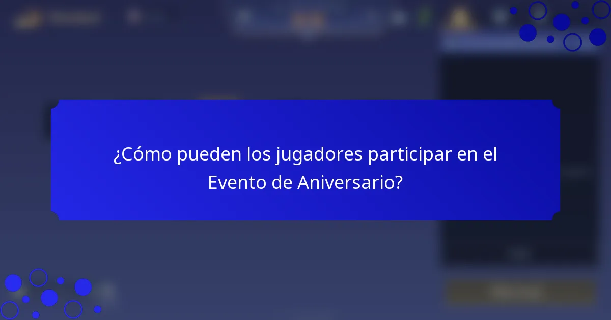 ¿Cómo pueden los jugadores participar en el Evento de Aniversario?