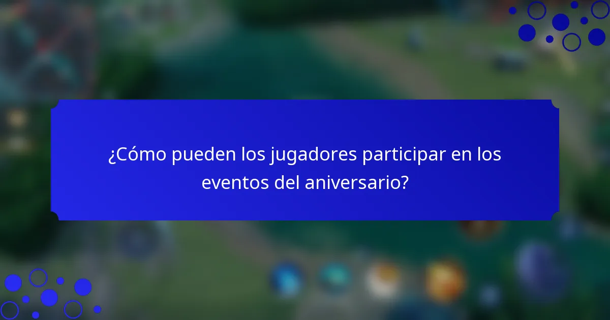 ¿Cómo pueden los jugadores participar en los eventos del aniversario?