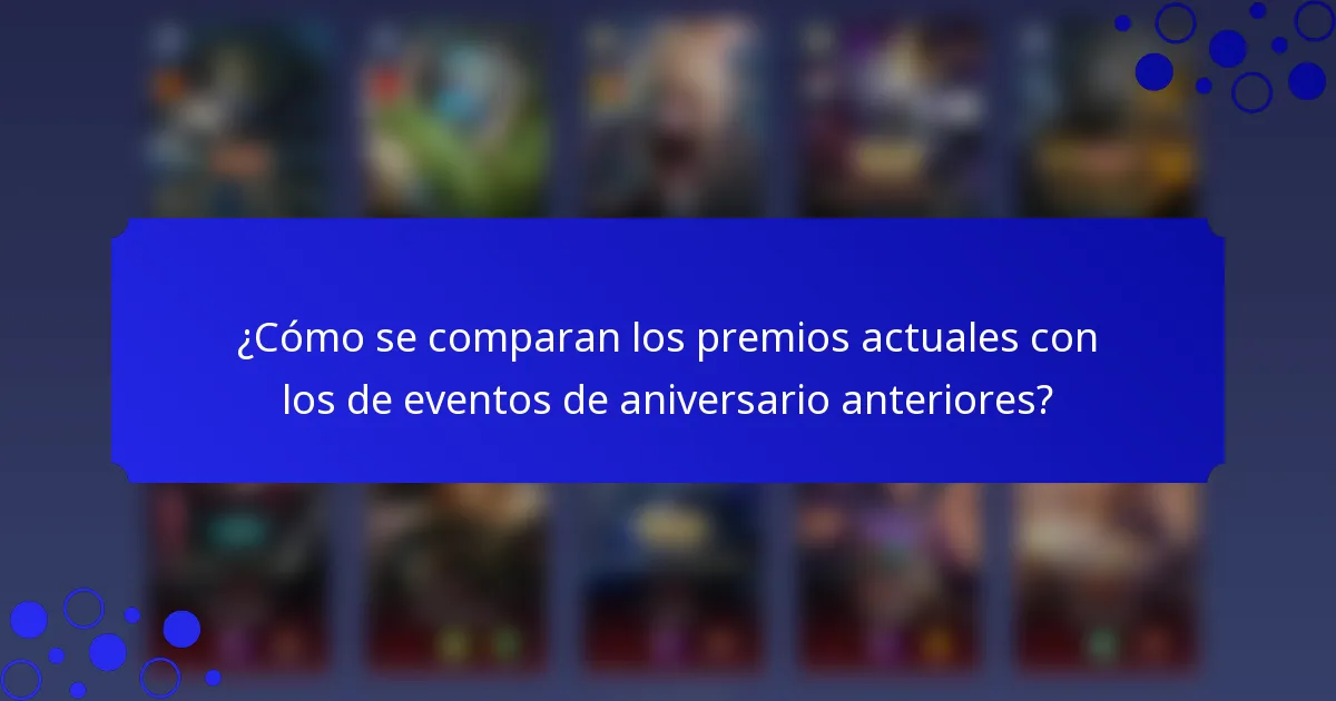 ¿Cómo se comparan los premios actuales con los de eventos de aniversario anteriores?
